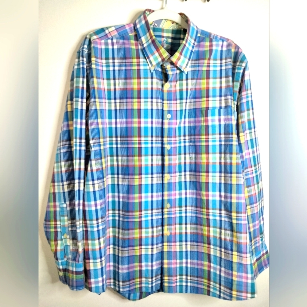 Alan Flusser (Size XL) Men's Multicolored Plaid 100% Cotton LS Button Down Shirt